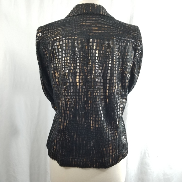 JM COLLECTION Textured Black Gold Copper Jacket - Picture 6 of 12